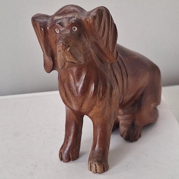 Other - Vintage wood Cocker Spaniel dog carving statue figurine wooden carved statue